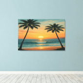California Ocean Sunset – 36x24 Wall Art Print (Insitu (Houten vloer))