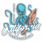 California Octopus Surf Club Surfing Sticker (Voorkant)