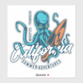 California Octopus Surf Club Surfing Sticker (Vel)