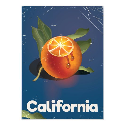 California Oranje Retro Style-poster Foto Afdruk (Voorkant)