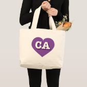 California Paars Heart - Ik hou van CA Grote Tote Bag (Voorkant (product))