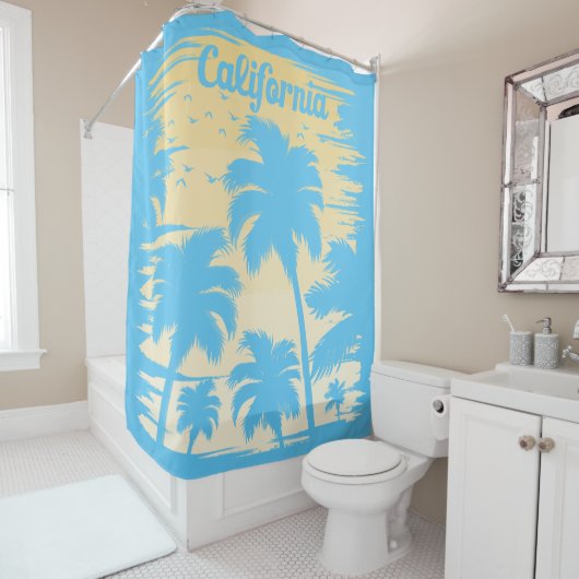 California Palm Tree Shower Curtain Douchegordijn (In situ)