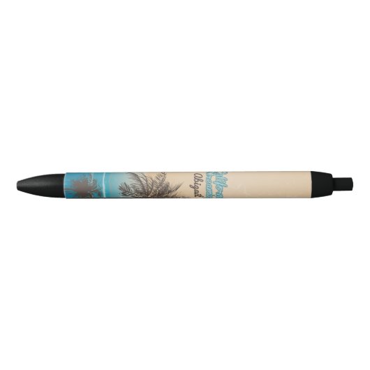 California Palm Trees & Beach Zwarte Inkt Pen (Voorkant)