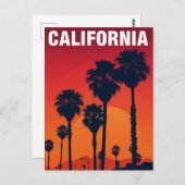 California Palm Trees Sunset Retro Briefkaart (Voorkant / Achterkant)