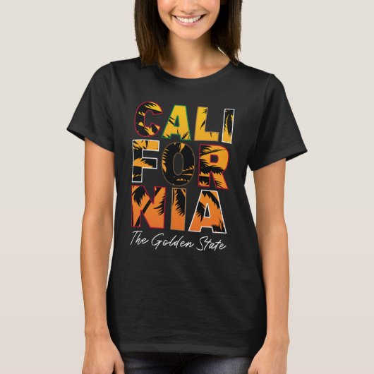 California Palm Trees vult Letters T-Shirt (Voorkant)