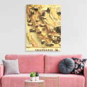 California Panoramic Map Canvas Afdruk (Insitu (Woonkamer))