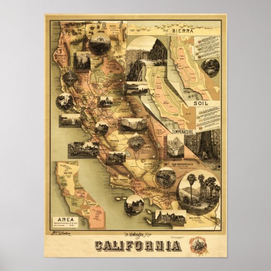 California Panoramic Map Poster (Voorkant)