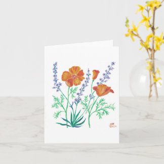 California papaver en lavendelkaart kaart