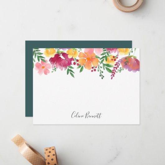 California Papoppy Personalized Stationery Flat Ca Notitiekaartje (Voorkant / Achterkant in situ)