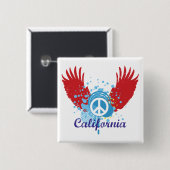 California Peace Vierkante Button 5,1 Cm (Voorkant /achterkant)