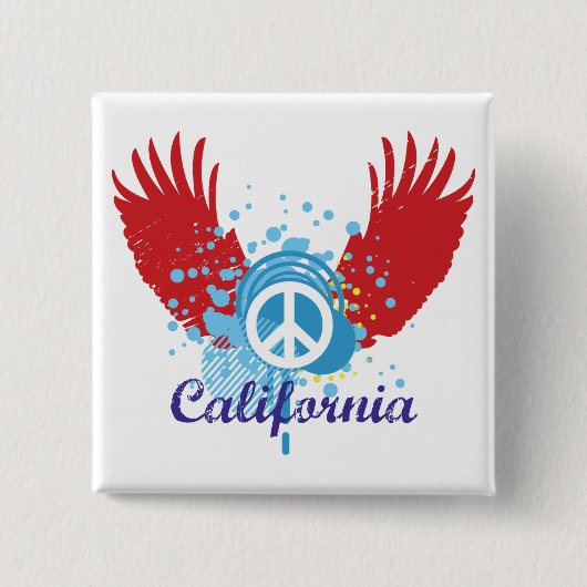 California Peace Vierkante Button 5,1 Cm (Voorkant)