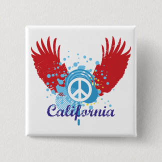 California Peace Vierkante Button 5,1 Cm