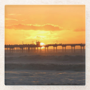 California Peer op Sunset Glazen Onderzetter