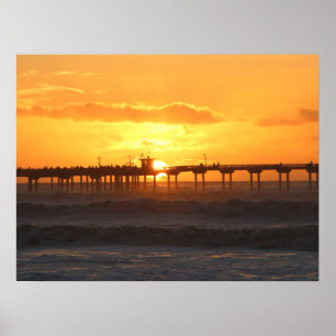 California Pier bij zonsondergang Poster