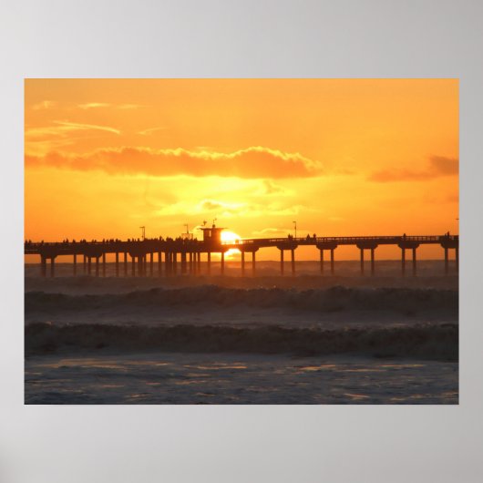 California Pier bij zonsondergang Poster (Voorkant)