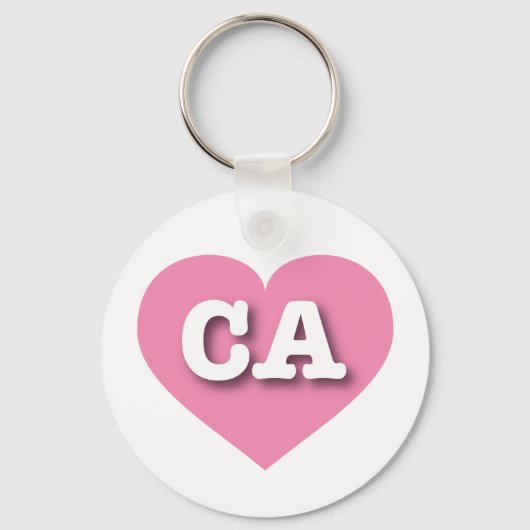 California Pink Heart - Ik hou van CA Sleutelhanger (Voorkant)