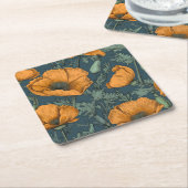 California Poppies Floral Coaster Kartonnen Onderzetters (Schuin)