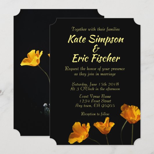 California Poppies Huwelijksuitnodiging Kaart (Voorkant / Achterkant)