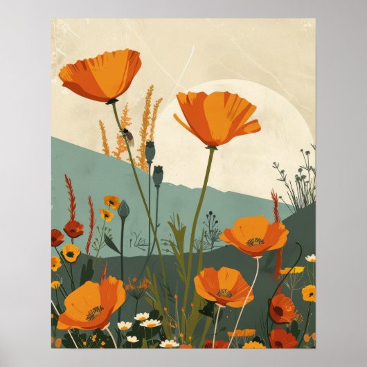California Poppies Origineel Abstract Art Poster (Voorkant)