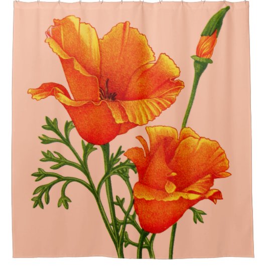 California poppies print douchegordijn (Voorkant)