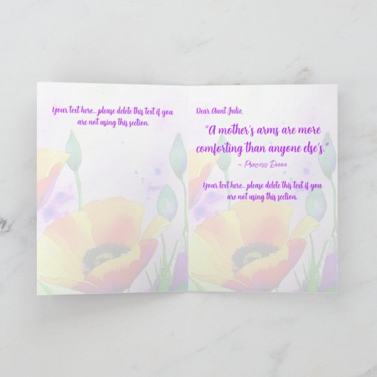 California Poppies Waterverf Tunt Moederdag Kaart (Binnen)