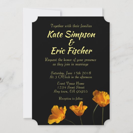 California Poppies Wedding Invitation Kaart (Voorkant)