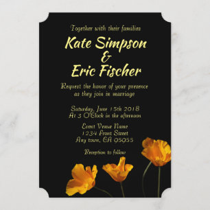 California Poppies Wedding Invitation Kaart