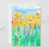 California Poppy 80th Birthday Party-uitnodiging Kaart (Voorkant)