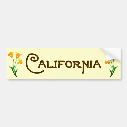 California Poppy Art Deco Bumpersticker (Voorkant)