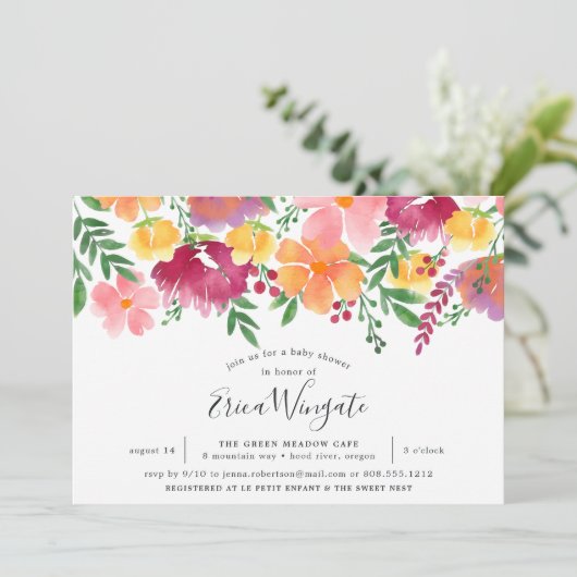 California Poppy Baby shower Invitation Kaart (Staand voorkant)