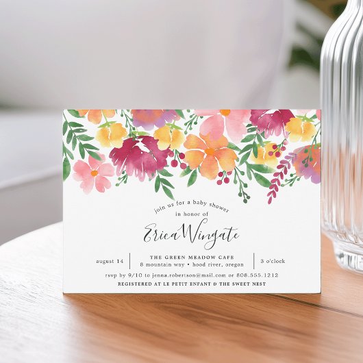 California Poppy Baby shower Invitation Kaart