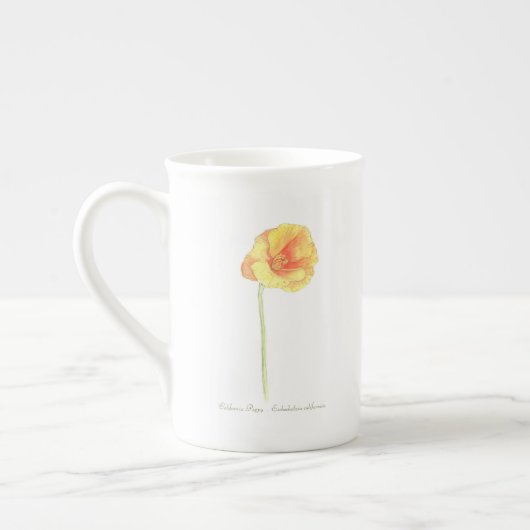 California Poppy Bone China Mok (Links)