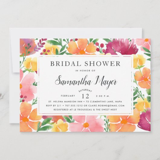 California Poppy Bridal Shower Invitation Kaart (Voorkant)