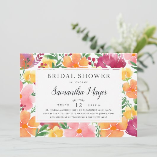 California Poppy Bridal Shower Invitation Kaart (Staand voorkant)