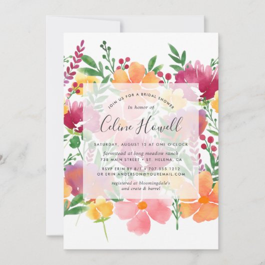 California Poppy Bridal Shower Invitation Kaart (Voorkant)