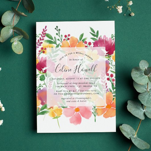 California Poppy Bridal Shower Invitation Kaart