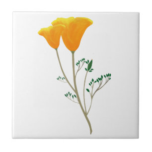 California Poppy Ceramic Tile Tegeltje