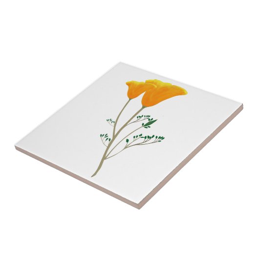 California Poppy Ceramic Tile Tegeltje (Zijkant)
