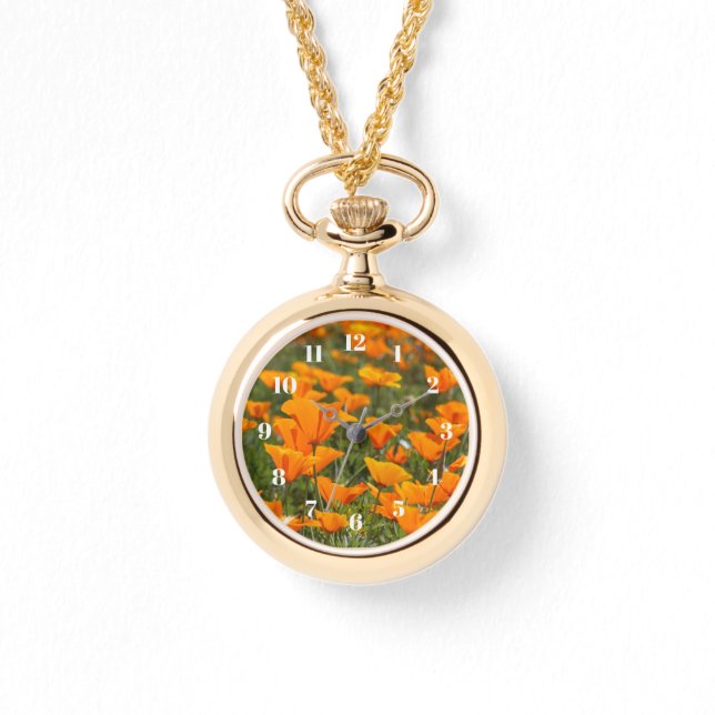 California Poppy Field Gold Women's Watch Horloge (Voorkant)