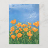 California Poppy Field Sky impressionistisch schil Briefkaart (Voorkant)