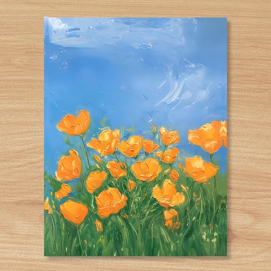 California Poppy Field Sky impressionistisch schil Briefkaart