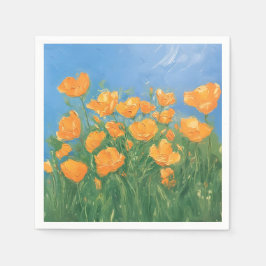 California Poppy Field Sky impressionistisch schil Servet