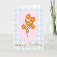 California Poppy Floral Birthday Gingham Sweet