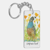 California Poppy Flower Quail State Bird Sleutelhanger (Voorkant Links)