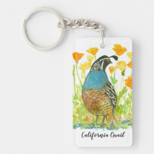 California Poppy Flower Quail State Bird Sleutelhanger