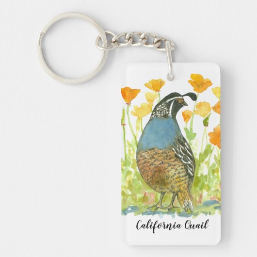 California Poppy Flower Quail State Bird Sleutelhanger (Voorkant)
