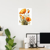 California Poppy Flowers Art Print Poster (Thuiskantoor)