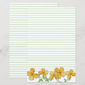 California Poppy Flowers Oranje Green Lined (Voorkant / Achterkant)