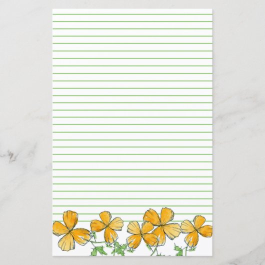 California Poppy Flowers Oranje Green Lined (Voorkant)