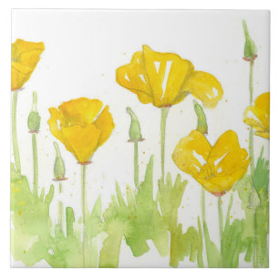 California Poppy Flowers Wildflower Botanical Tegeltje